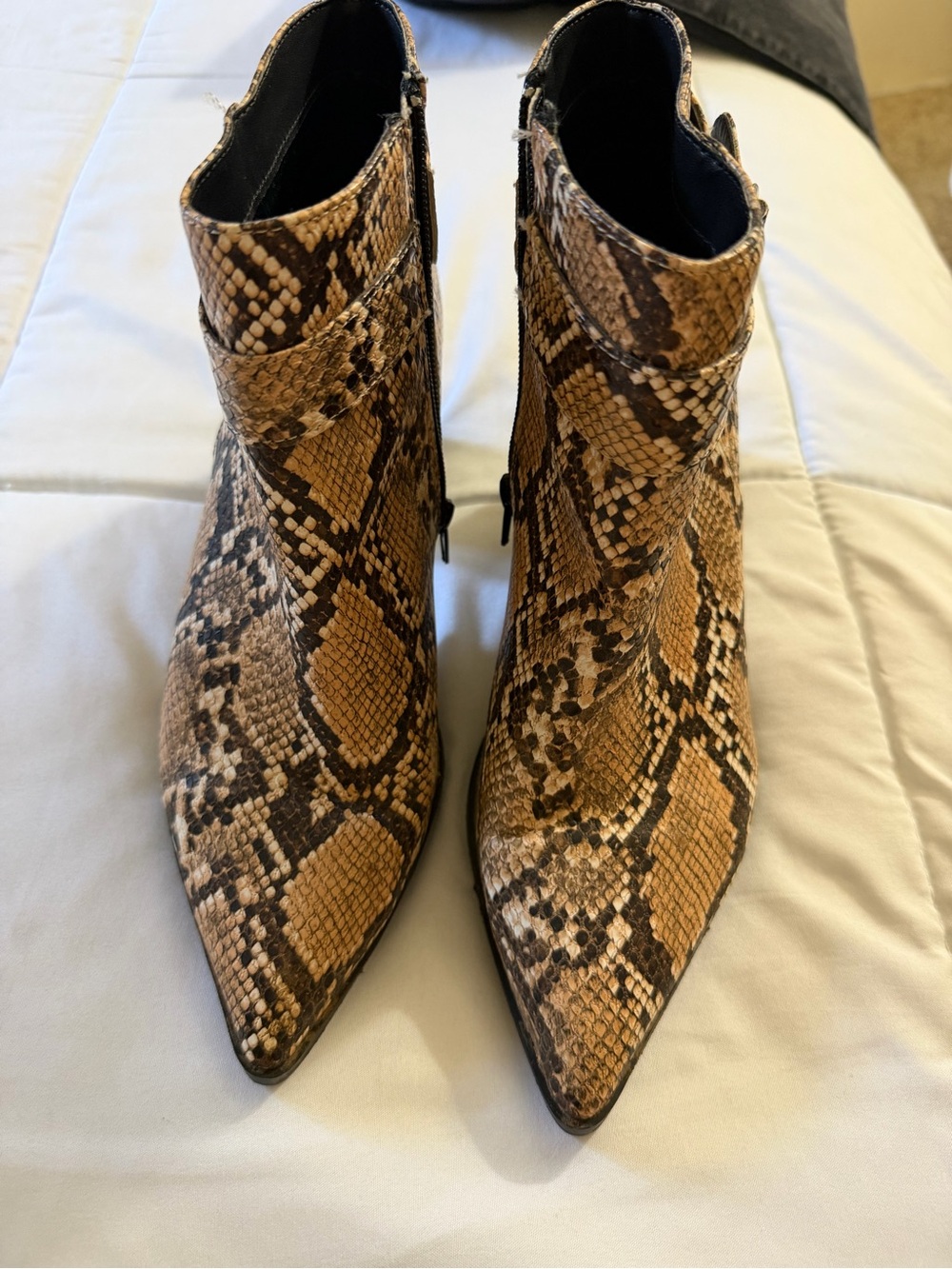 Women’s Snakeskin Platform Ankle Boots - Brown